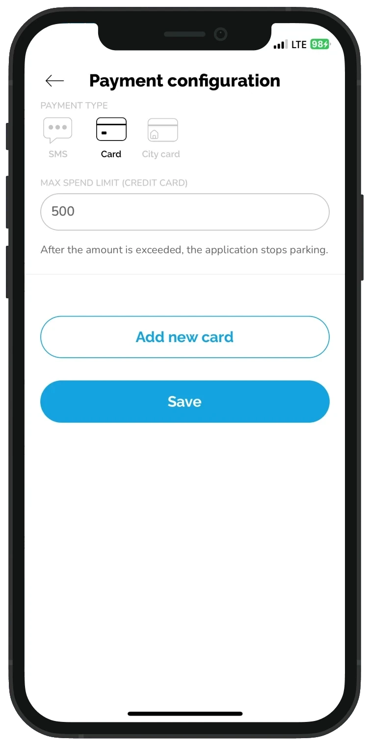 App payment screen